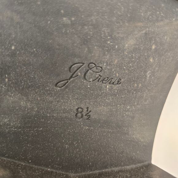 J. Crew Black Leather Platform Lug Sole Heeled Pull-on Chelsea Boots, Size 8.5 - Picture 10 of 11